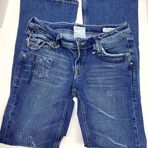 Taverniti So Distressed Courtney Jeans Blue w/ Rhinestones Sz 29